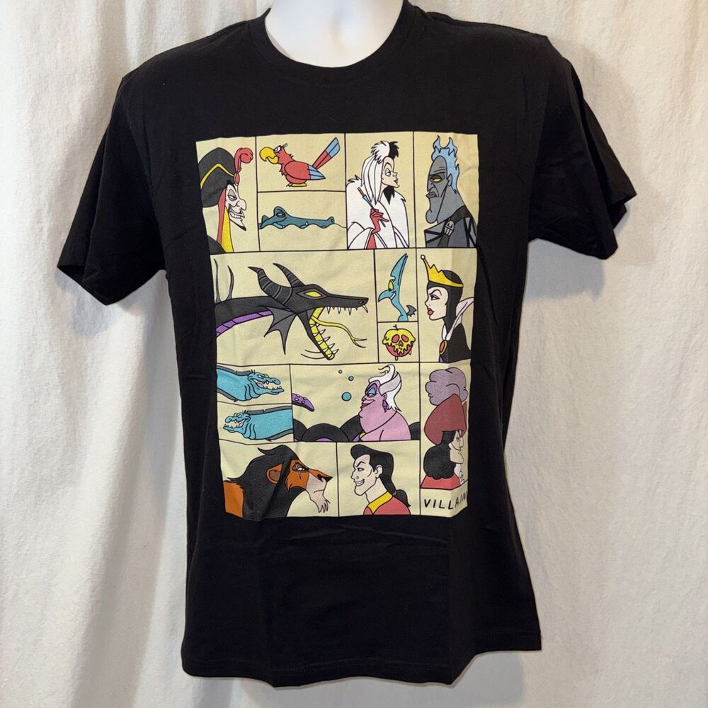 Brand New Disney Villains Black Unisex T-shirt Size Small Jafar Cruella Hades